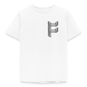Einzigartiger Buchstabe F Logo Design "Schwarz" - Kinder T-Shirt - Weiß - Vorne - AI Model Kid Male (0cm)