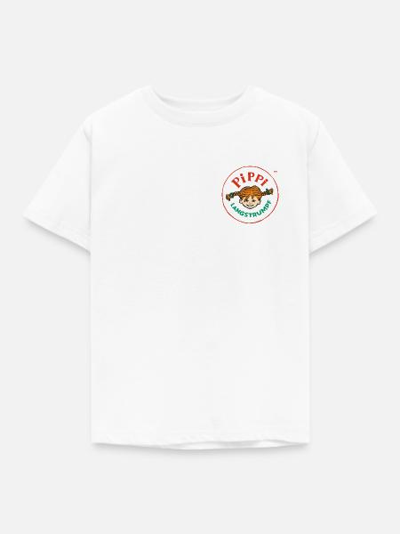 Pippi Langstrumpf Rundes Logo - Kinder T-Shirt - Weiß