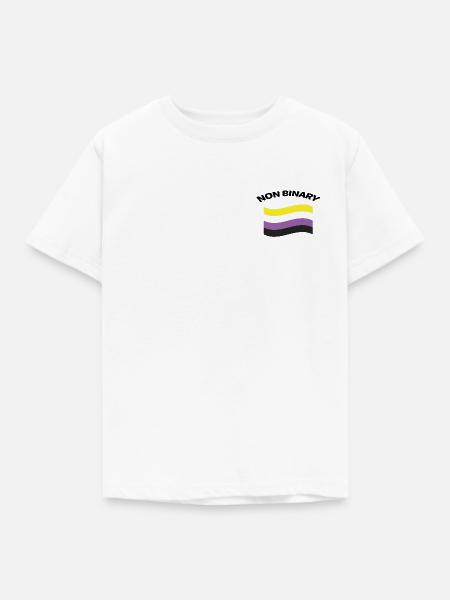 NON BINARY FLAGGE Brusttasche - Kinder T-Shirt - Weiß