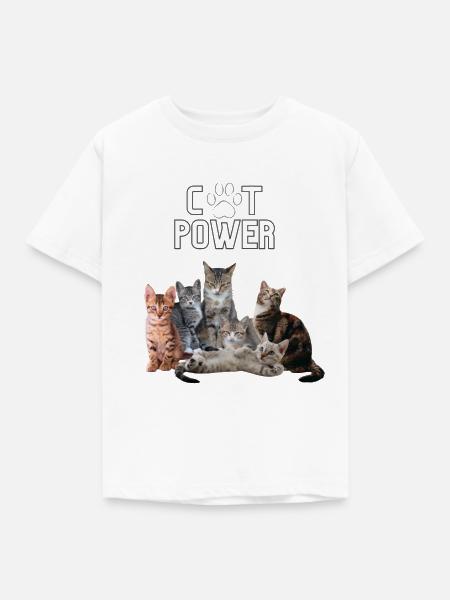 Cat Power - Kinder T-Shirt - Weiß