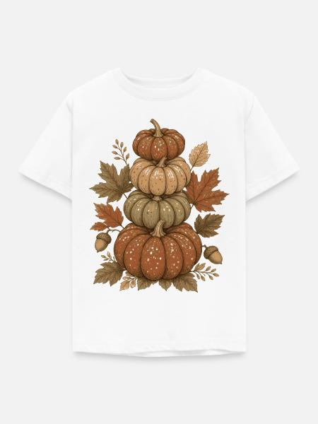 Herbst-Pumpkin-Turm - Kinder T-Shirt - Weiß