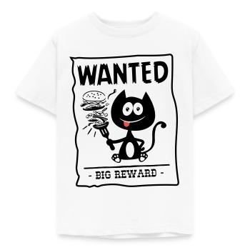Wanted, chat gourmand recherché ! humour chat ! - T-shirt Enfant - blanc - Devant - AI Model Kid Male (0cm)