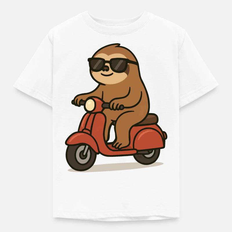 faultier comic moped - Kinder T-Shirt - Weiß