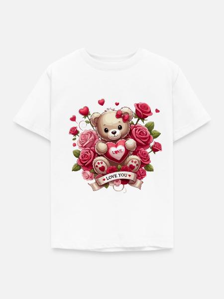 Ich Liebe Dich Teddy - Kinder T-Shirt - Weiß