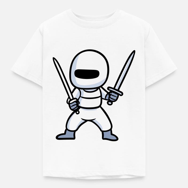 Doppelschwert-Ninja - Kinder T-Shirt - Weiß
