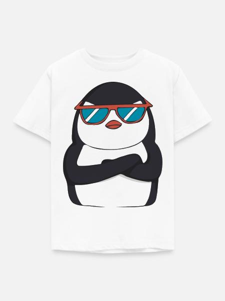 Pinguin mit Sonnenbrille - Kinder T-Shirt - Weiß