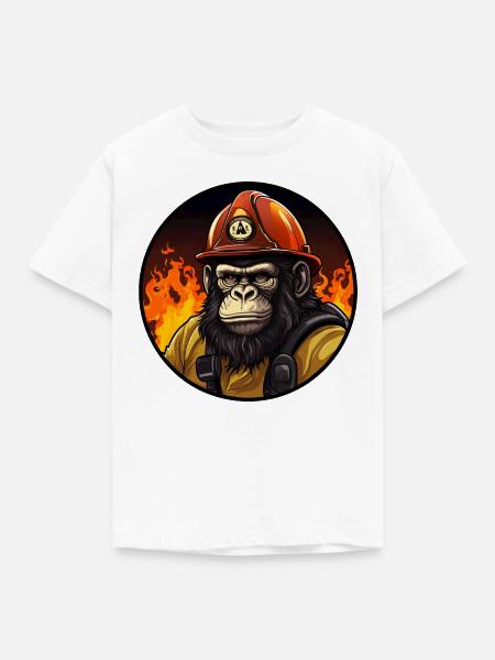 Feuerwehr Affe - Kinder T-Shirt - Weiß