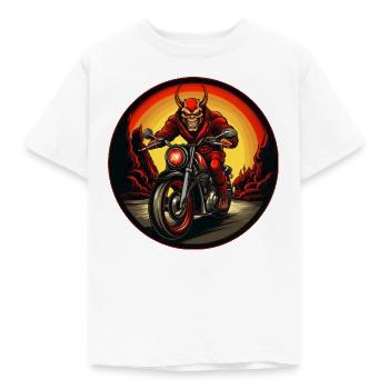 Teufel Motorrad / Motorradfahrer Teufel - Kinder T-Shirt - Weiß - Vorne - AI Model Kid Male (0cm)