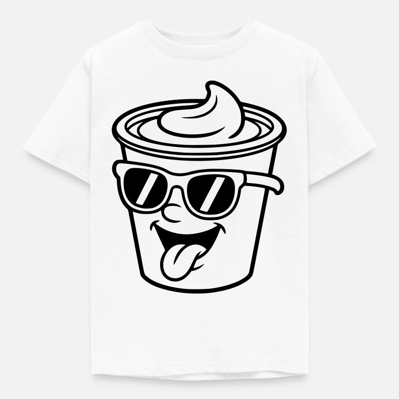 Becher Crème Joghurt Sahne Eis (Farbe änderbar) - Kinder T-Shirt - Weiß