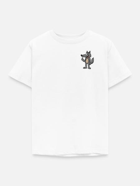 Waldemar Wolf Lustiger Comic-Wolf - Kinder T-Shirt - Weiß