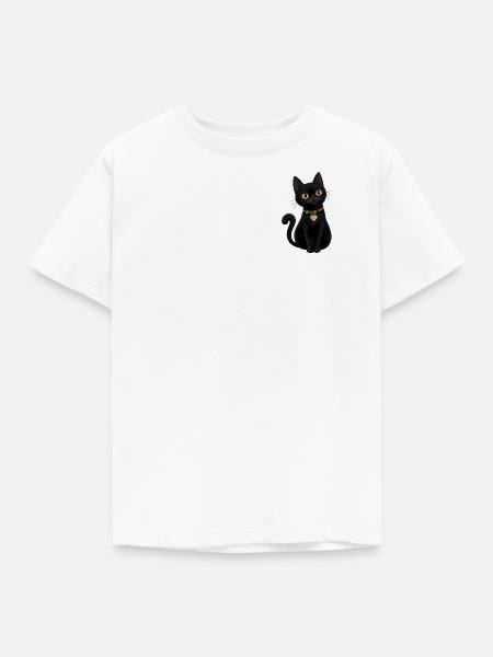 Elegante Schwarze Katze - Kinder T-Shirt - Weiß
