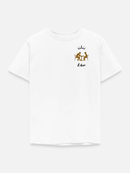 Schachbrett im Café - Kinder T-Shirt - Weiß