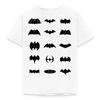 Batman Logo History - Kinder T-Shirt - Weiß - Vorne - AI Model Kid Male (0cm)