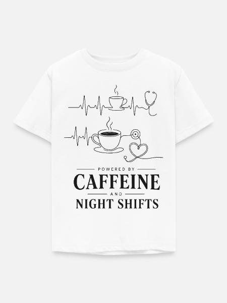 Kaffee Herz Nacht Schicht - Kinder T-Shirt - Weiß