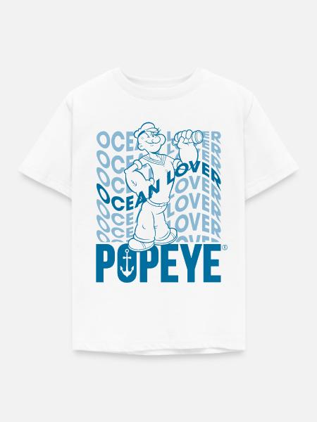 Popeye Wavy Ocean Lover - Kinder T-Shirt - Weiß