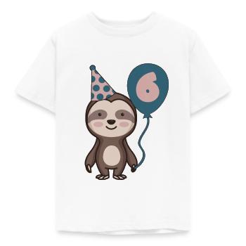 6th Birthday - Sloth - Kids' T-Shirt - white - Front - AI Model Kid Male (0cm)