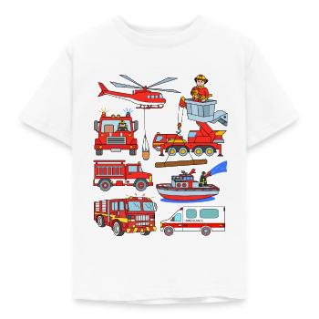 Feuerwehr Fahrzeuge Rettungswagen Feuerwehrmann - Kinder T-Shirt - Weiß - Vorne - AI Model Kid Male (0cm)