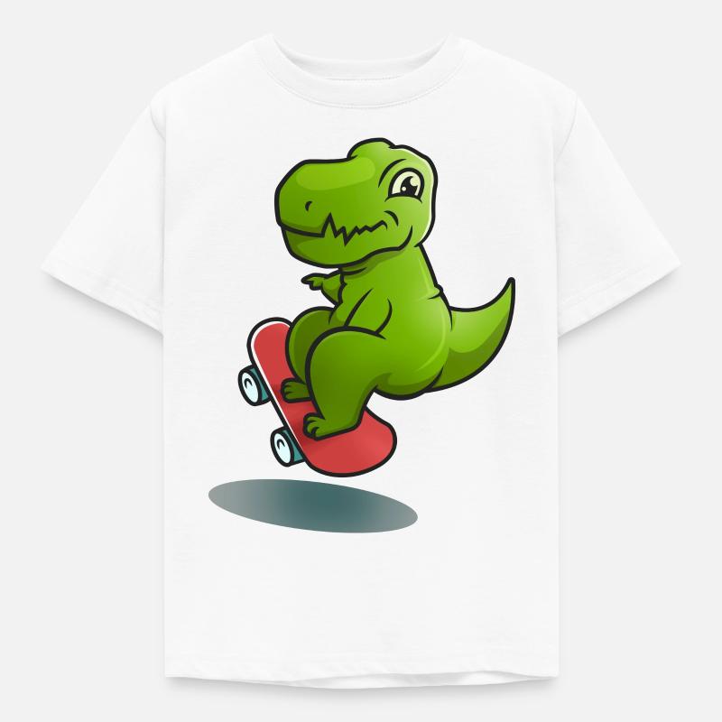 Dino Rollschuh - Kinder T-Shirt - Weiß
