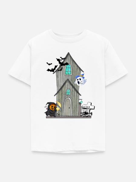 Halloween Spukhaus - Kinder T-Shirt - Weiß