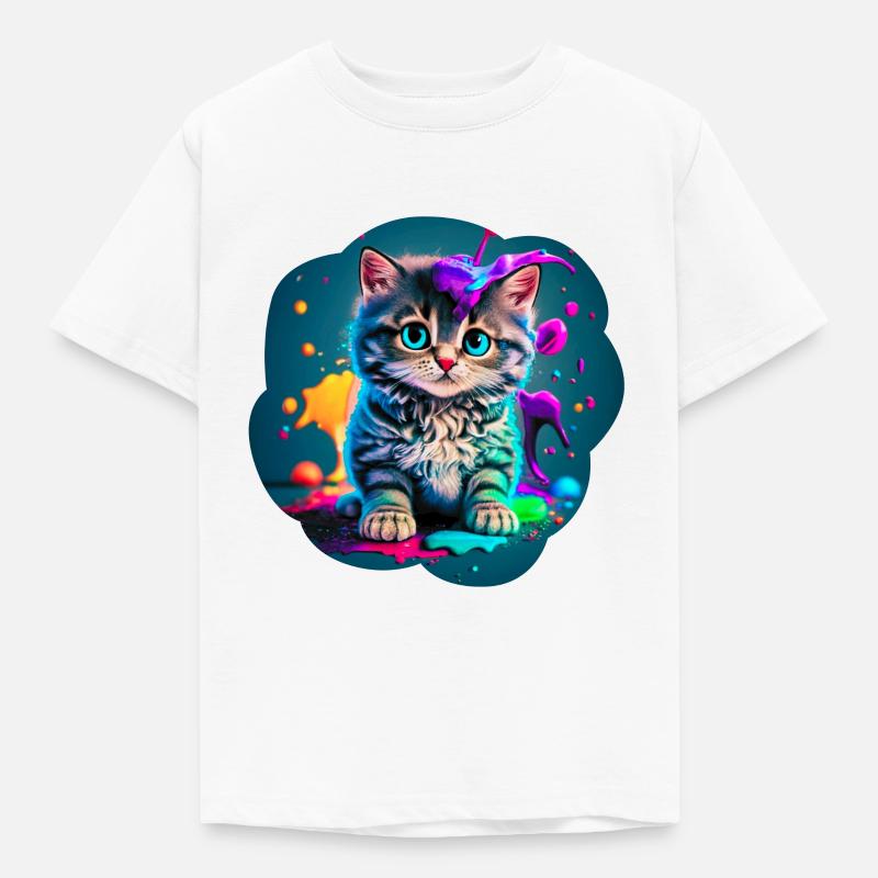 Farbe Kätzchen - Kinder T-Shirt - Weiß
