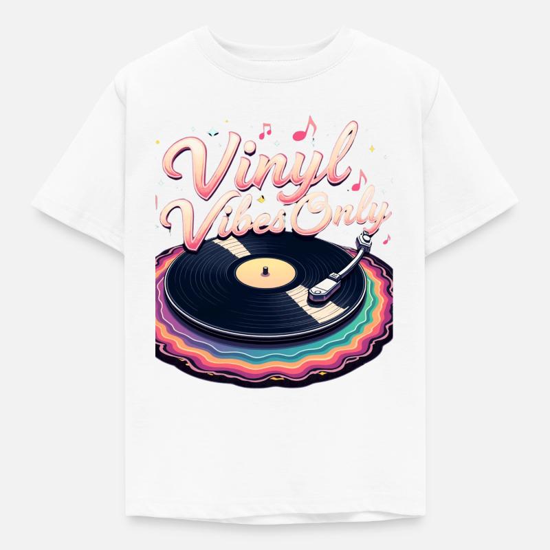 Nur Vinyl Vibes - Kinder T-Shirt - Weiß