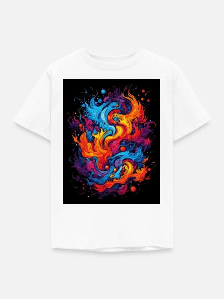 Abstrakter Farbwirbel - Kinder T-Shirt - Weiß