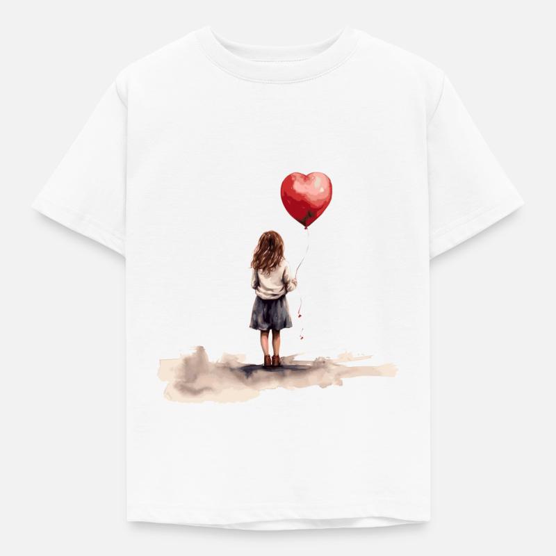 Mädchen mit Herzballon - Kinder T-Shirt - Weiß