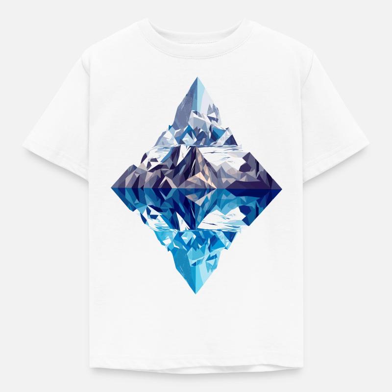 Low Poly Mountain Abstract with Reflection in Water - Kids' T-Shirt - white