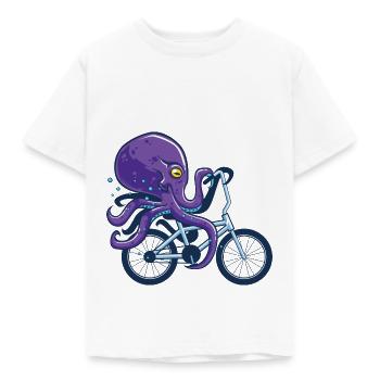 Octopus Riding Bicycle - T-shirt Enfant - blanc - Devant - AI Model Kid Male (0cm)