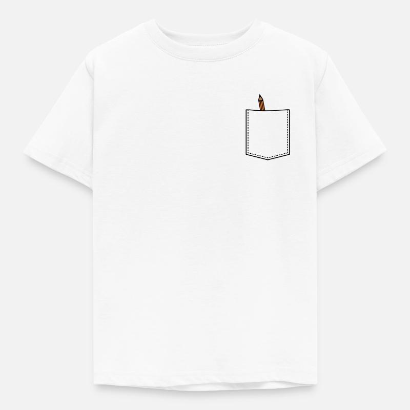 Brusttasche mit Bleistift - Kinder T-Shirt - Weiß