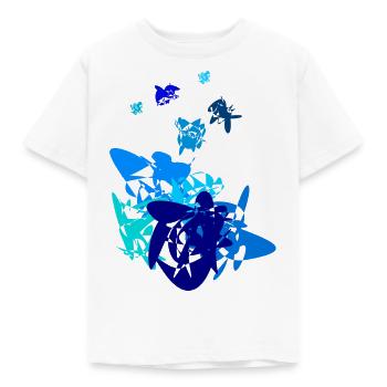 bleu, dessin abstrait en bleu - T-shirt Enfant - blanc - Devant - AI Model Kid Male (0cm)