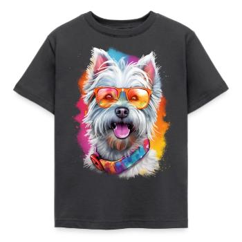 T-shirt avec chien Westie - T-shirt Enfant - charbon - Devant - AI Model Kid Female (0cm)