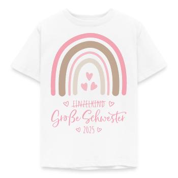 Boho Regenbogen Einzelkind Große Schwester 2025 - Kinder T-Shirt - Weiß - Vorne - AI Model Kid Male (0cm)