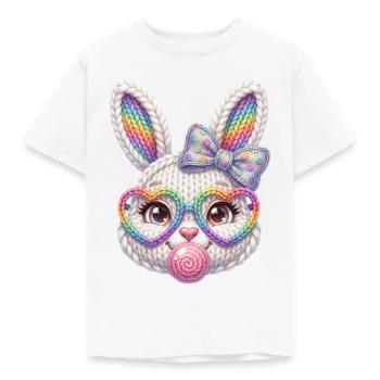 Osterhase Kaugummiblase Herz Brille Regenbogen - Kinder T-Shirt - Weiß - Vorne - AI Model Kid Male (0cm)
