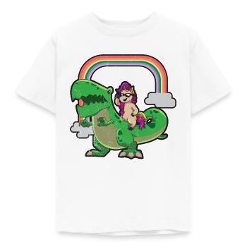 La licorne chevauche les dinosaures - T-shirt Enfant - blanc - Devant - AI Model Kid Male (0cm)
