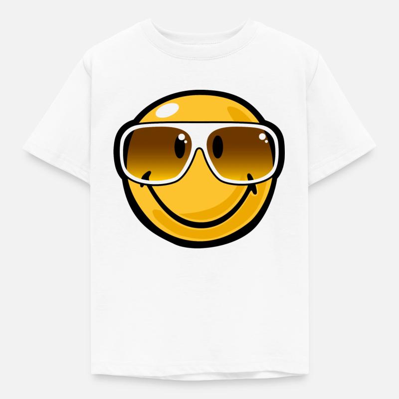 Smiley cool - Kinder T-Shirt - Weiß