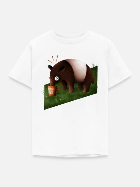 Coffee Tapir - Müder Tapir - Kinder T-Shirt - Weiß