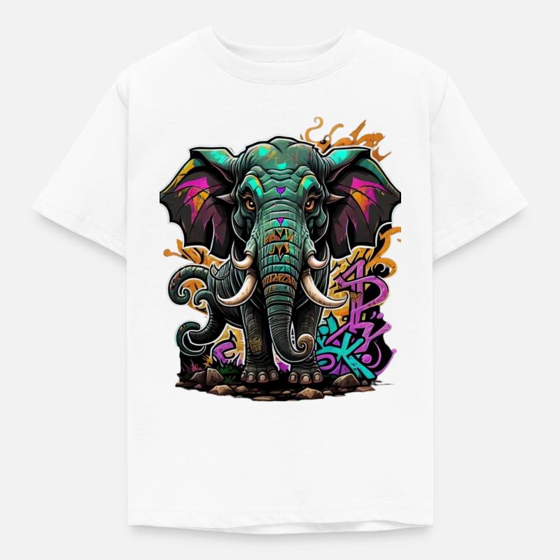 Graffiti éléphant - T-shirt Enfant - blanc