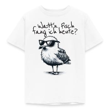 Watt’n Fisch fang ich heute Coole Möwe Spruch - T-shirt Enfant - blanc - Devant - AI Model Kid Male (0cm)
