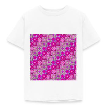 Pink mauve and grey interlinked star pattern - Kids' T-Shirt - white - Front - AI Model Kid Male (0cm)