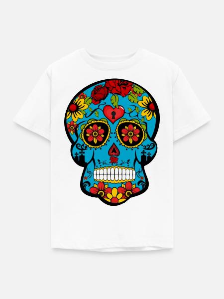 Mexikanischer Schädel 4 - Kinder T-Shirt - Weiß