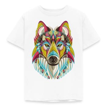 farbiger Wolf - Kinder T-Shirt - Weiß - Vorne - AI Model Kid Male (0cm)