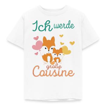 Cousine Ich werde große Cousine Fuchs - Kinder T-Shirt - Weiß - Vorne - AI Model Kid Male (0cm)