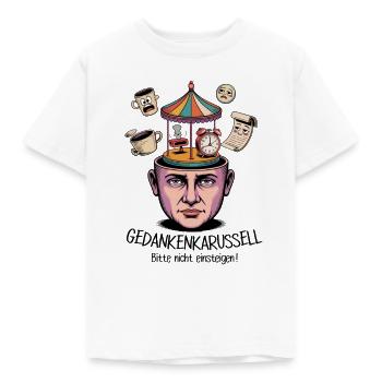 Gedankenkarussell – Chaos im Kopf Spruch - Kinder T-Shirt - Weiß - Vorne - AI Model Kid Male (0cm)