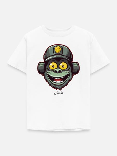 Funky, lustiger, freundlicher Affe - Kinder T-Shirt - Weiß