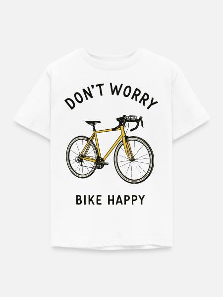 Bike happy - Kinder T-Shirt - Weiß