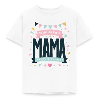 Happy Birthday Mama - Kinder T-Shirt - Weiß - Vorne - AI Model Kid Male (0cm)