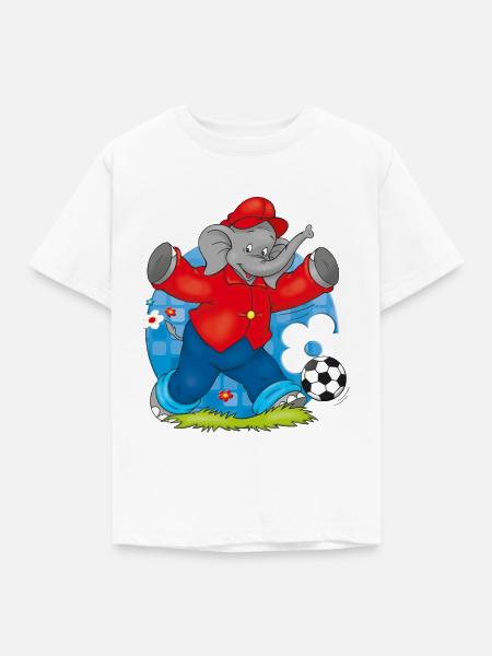 Benjamin Blümchen spielt Fußball - Kinder T-Shirt - Weiß