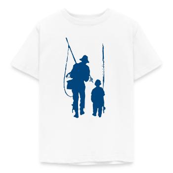 Vater und Sohn beim Angeln. Fischen, - Kinder T-Shirt - Weiß - Vorne - AI Model Kid Male (0cm)