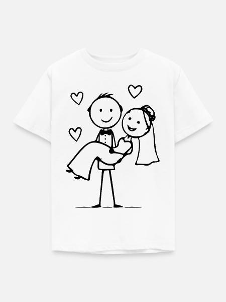 Hochzeitspaar Cartoon Herz - Kinder T-Shirt - Weiß